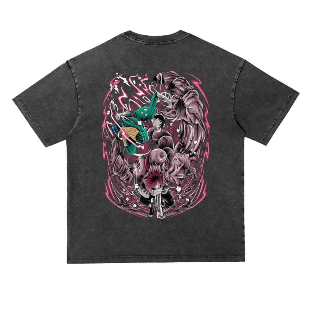 Garou vs Rock Lee Heavyweight | Oversize Acid Wash Tee - Image 2